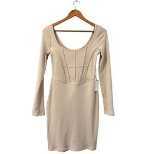 Floret Studios Cream Ribbed Boned Dress Medium